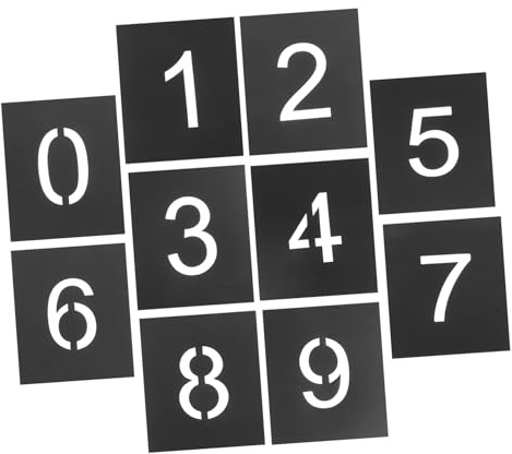 PRETYZOOM Set Stencil Numerici per Dipingere Numeri Civici, Modelli Riutilizzabili in Pvc 5 Cm, Leggeri e Flessibili per Segnaletica Casa, Parcheggi e Lavori Artigianali, Confezione da 10