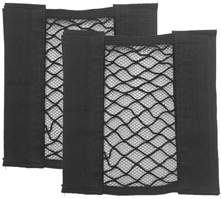 HLIWS 2 Pcak Car Storage Net Bag, Black Adhesive Mesh Cargo Net, Storage Nets, for Car Truck Trunk, Storing Garbage Bag Organizer, Kitchen Travelling Supplies (100 x 220 mm)