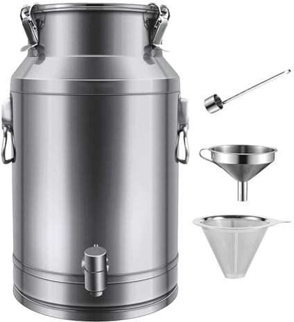 Yiustldd Bidoni per Il Latte in Acciaio Inox 201, Secchio per Vino, Secchio per latticini, Bottiglia, Contenitore ermetico con Coperchio sigillato, Resistente,5L