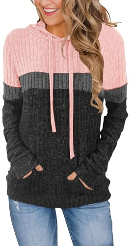 DUOEASE Sudadera Mujer con Bolsillo Manga Fashion Larga Sudaderas Mujer con Capucha Otono Invierno Hoodie