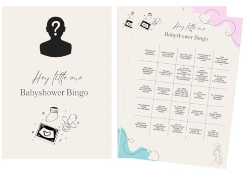 M Diagne Baby Shower Bingo – 25 Spielkarten für die Babyparty – Lustiges Spiel für Gäste - Perfekt als Partyspiel, Geschenk zur Babyshower (25)