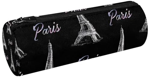 VAPOKF Trousse à crayons avec motif Tour Eiffer sur fond noir pour ranger des stylos, des pièces de monnaie, des cosmétiques, des cosmétiques, des fournitures de bureau, des élèves