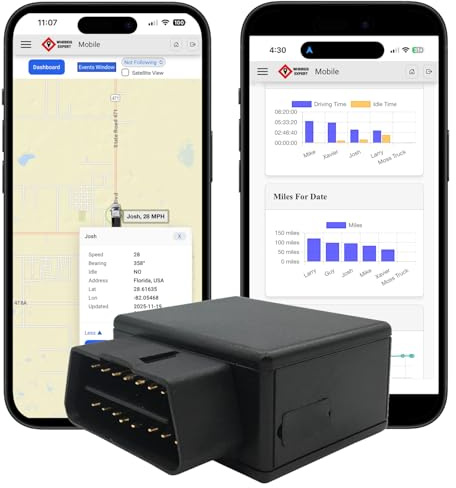 OBD2 GPS Tracker for Vehicles – Real-Time Location, Speed Alerts, Route History – Plug & Play, No Wiring – App Included – for Teens, Family, or Fleets (Subscription Required)