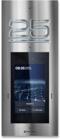 Metzler Türsprechanlage mit Gesichtserkennung und Touch-Display in Edelstahl für Ein- und Mehrfamilienhäuser, Full-HD-Video, beleuchtete Hausnummer, App-Steuerung, SDM10H