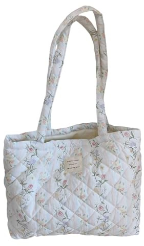 Sac de courses grande capacité pour femme - Épaule matelassée - Style français - Aisselle - Imprimé floral - Style français - Sac à main matelassé de grande capacité, Fleurs rayées