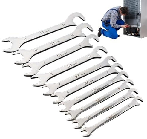 Flachschlüssel-Set, extra dünn – Reparaturwerkzeug für Fahrrad, 10-teilig – metrisches Schlüsselwerkzeug, für Techniker, Klempner, Fahrrad, Motorrad, Besitzer, Autos, Reisende
