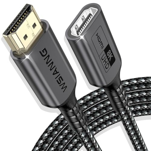 WSIANNG Cavo di Prolunga HDMI 2.1, 1m per Gaming & Home Cinema, Cavo HDMI 2.1 Maschio a Femmina 8K@60Hz 4K@120Hz/144Hz, eARC HDR10+, per TV Stick, PS5, Laptop, Proiettore