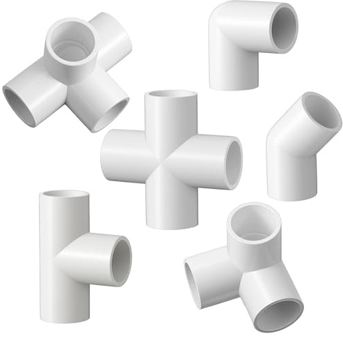 Afcabakila 42 Pcs 1/2 Inch PVC Pipe Fittings Elbow Set, SCH40 Furniture Grade Thickened 3D Connection Tee Elbow Connector Fittings Set for Greenhouse Shed, DIY Furniture Building and Pipe Structure