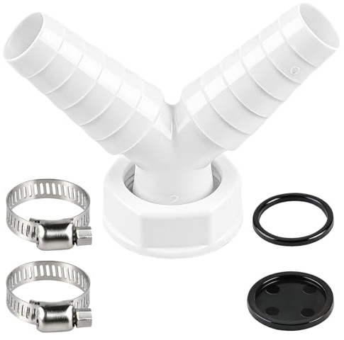 Adaptador Desagüe Lavadora y Lavavajillas en Y - Doble Conexión para Tubo de 19-24 mm a Salida 40 mm - Kit Completo con Abrazaderas y Juntas, Conector Universal Antirretorno para Cocina y Baño