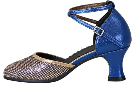 Zapatos de baile latinoamericanos, zapatos de baile estándar, zapatos de baile de carnaval, zapatos de baile con cinta adhesiva, azul, 39 EU