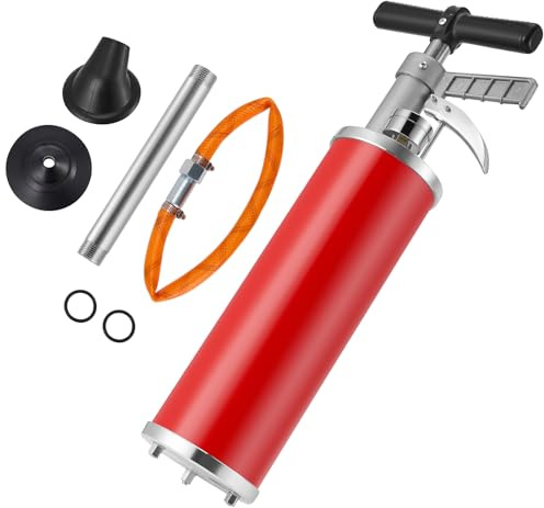 XXL Rohrreinigungspumpe, Rothenberger Rohrreinigung mit Einstellbarem Manometer, Rohrreinigungspumpe mit Umkehrbarer Gerader Düse, Geeignet für Waschbecken, Badewannen, Toiletten