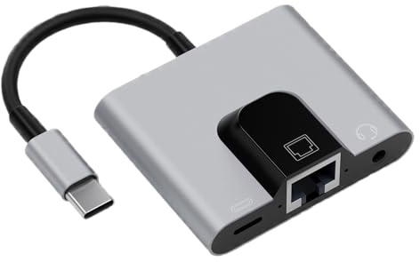 Adaptador De Ethernet A USB C Cargador de Velocidad Gigabit | Adaptador de Red USB C para Laptop con Jack de Audio 3.5mm y Soporte para Llamadas de Voz Para Teléfono, Ordenador, Hogar y