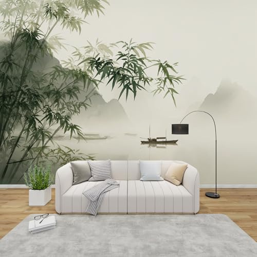 MMYAOKEN Papier Peint Panoramique Paysage Chinois 400x280 cm - Décoration Murale Bambou Asiatique Zen - Tapisserie Murales Papier Peint Intissé pour Chambre Salon - Poster Tableaux Photo Muraux
