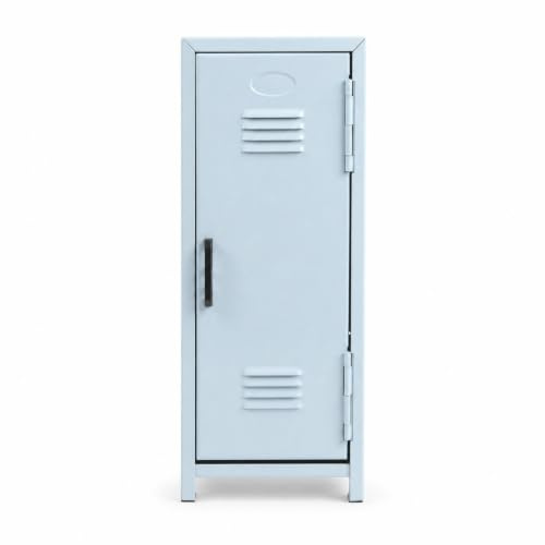 Wsymxuo Caja Pequeña Almacenamiento con Llave Compacto Armario Metálico Pequeño Segura Taquilla Metálica, Azul Claro