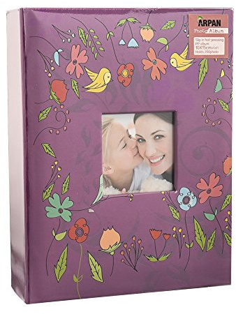 Arpan Fashion Design 200 Holds Photo album for 4X6 Photo with Window (PURPLE BIRD)