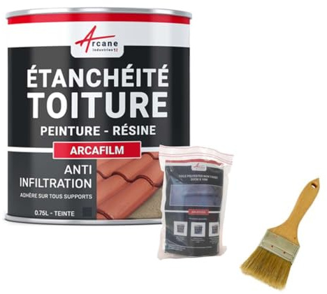 Réparation Étanchéité Toiture, Tuile, Gouttière, Chéneau 0.75 L Ardoise | Répare et Étanche Toitures, Tuiles, Gouttières, Fissures, Souche de Cheminée, Adhère Tous Supports - Arcane Industries