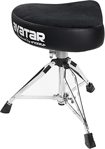 HXW Heavy Duty Drum Throne Seat for Adults, Height Adjustable and Rotatable, Cozy Motorcycle Style Stool Chair with Double Braced Anti-Slip Feet