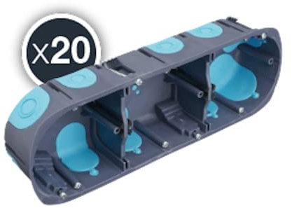 Debflex 800036 Box für Geräte, 3-polig, 40 mm, Abstand 71 1/2 SILO / 20 PDTS, grau/blau