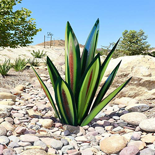 Koly-Hundebett Gartenfiguren für Außen, Agaven Deko Gartendeko für Gärten Innenhöfe Balkone Park Metall Tequila Rustikale Skulptur Höhe 65cm