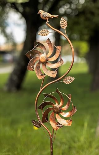 Garden Mile 1.3m Large Metal Wind Spinners For Garden On Stake Durable Weather Metal Garden Ornaments Easy Assembly Windmills Outdoor Decorations For Flowerbeds Patio Lawn