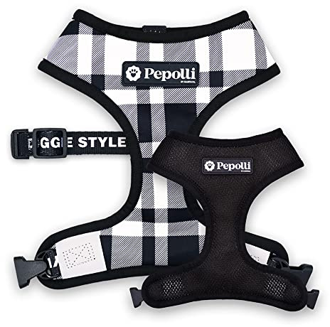 Pepolli Hundegeschirr | Geschirr für Französische Bulldogge, Frenchie, Frenchbulldog, Mops (L (Hals 41–44 cm, Brust 60 – 84 cm), New York)