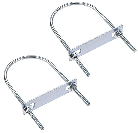 sourcing map 2 Ensembles Rond Boulon U 2.99(76mm) Longueur Acier | Largeur Interne 150mm, M6 avec écrou Plaque Rondelle