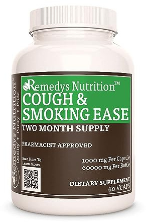 Remedy's nutrition Cough and Smoking Ease | 1,000 mg, 60 Vegan Capsules Herbal Dietary Supplement | Two Month Supply