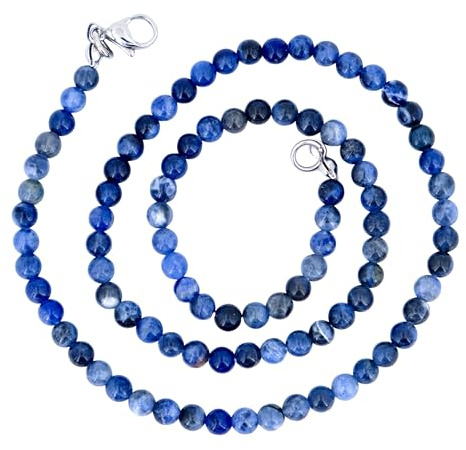 Generisch Taddart Minerals – Blaue Halskette aus dem natürlichen Edelstein Sodalith mit 4 mm Kugeln und 45cm Länge – handgefertigt