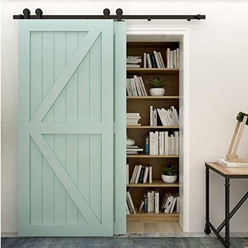 4FT/122CM Herrajes Puertas Correderas Kit de Rieles para Puerta Corredera Doble Bypass Fácil de Instalar, Negro Forma T