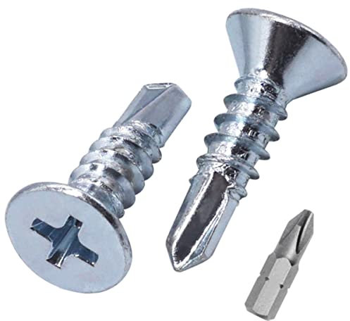 SKIR'CO (70 piezas) DIN 7504 P Zinc plateado 4,8 x 19 mm Tornillos autoperforantes para metal, tornillo de chapa, cabeza avellanada