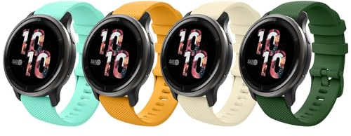 MoKo 4 Stück Armband Kompatibel mit Garmin Vivoactive 4S/Venu 4 41mm/3S/2S/Forerunner 265S/255S/255S Music/Vivomove 3S, 18mm Weiches Silikon Ersatzarmband Uhrenarmband Sportarmband, Mehrfarbig B