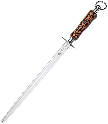KINTIF Honing Steel 12 inch Sharpening Steel, Professional Knife Sharpener, High Carbon, Fine Lines, High Hardness, Knife Sharpening Honing Rod