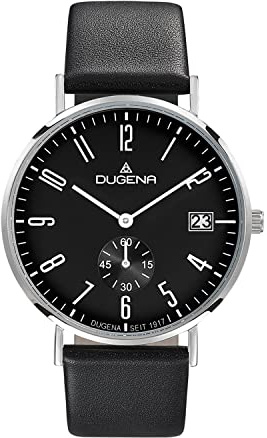 Dugena Herren-Armbanduhr 4460666-1 Mondo, Quarz, Edelstahl, Lederarmband, Dornschließe, 3 bar