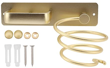 Porte-sèche-cheveux Espace Aluminium Suspendu Salle De Bains Porte-sèche-cheveux, Doré