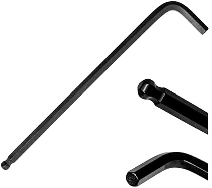 Llave de hexágono interior, 1 pieza, HEX SW 4 mm, acero resistente a las herramientas, llave de herramienta con cabeza esférica para montaje inclinado, llave hexagonal profesional para ángulos