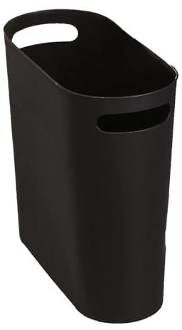 AYSUM 2Pack 12L Slim Waste Basket Plastic Trash Can Small Plastic Bin Slim Garbage Container Bin with Handle for Home Kitchen Bathroom Bedroom Office, Black (2x Black)