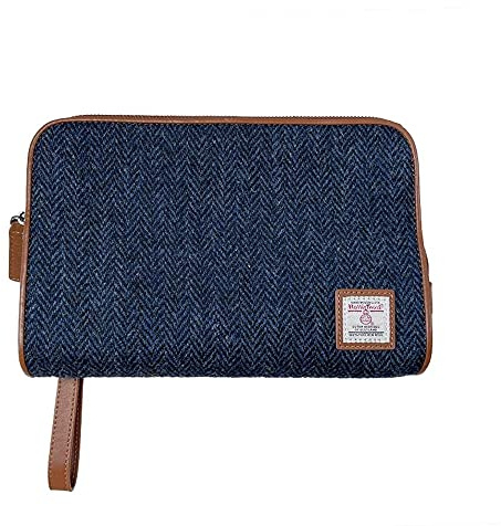 TAILORMAP Harris Tweed Wolle Leder Clutch Tasche für Männer Handtasche Handgelenk Tasche Business Große Geldbörse Umschlag Tasche