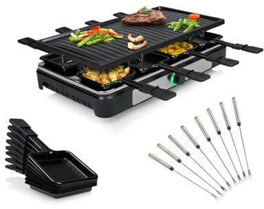 Raclette - Barbecue rettangolare per 8 persone, 42 x 23 cm, 1400 Watt