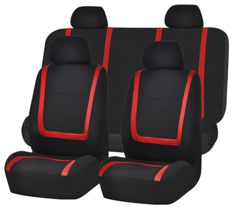 LICOME Autositzbezüge Sets für Dacia Solenza/Spring Electric 2000-2023, Komplettset Autositzschoner, Auto-Schonbezüge für die Vordersitze Rückbank, Bequem Innenraum Zubehör,F Red
