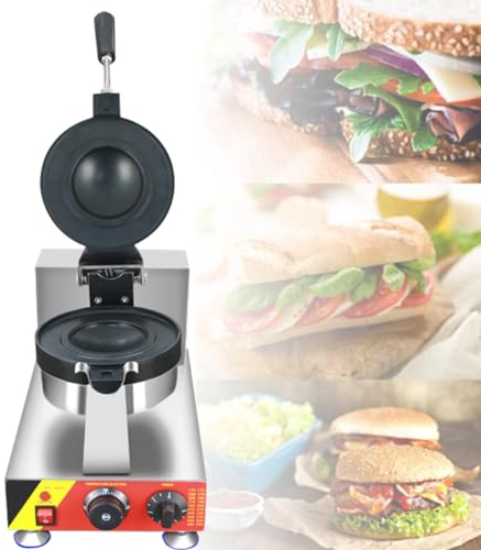 TAHALI Gofrera eléctrica para Hamburguesas, gofrera Comercial Antiadherente de 1800W con Control de Temperatura y Tiempo, para panadería