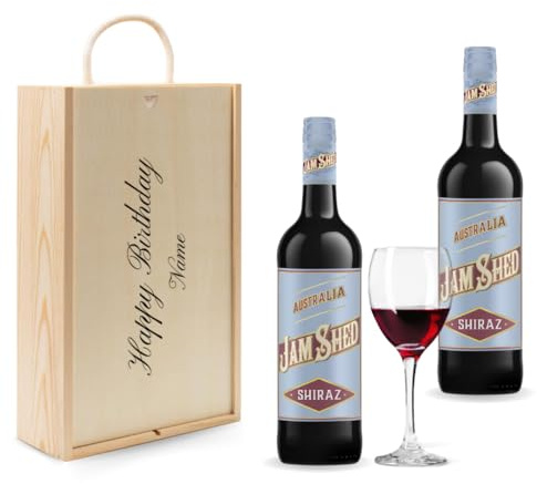 Personalised Jam Shed Red Wine Gift Set - (2 x 75cl) (Happy Birthday, 750ml, Red Wine)