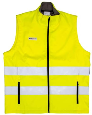 DUNLOP Warnweste Größe XL - Softshell Laufweste für Herren und Damen - Fluo Weste für Erwachsene - Reflektierende Weste - Autozubehör - Gelb