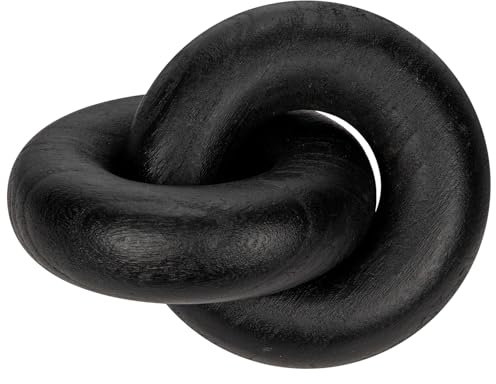Briful 2-Link Black Wood Knot Decor, Hand-Carved Wooden Sculpture for Desk Decorations, Scandinavian Home Decor Wood Art Craft Decorative Chain Knot Farmhouse, Coffee Table, Book Shelf Decor
