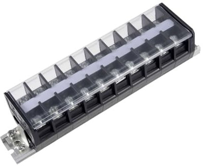 Rebower 10 Positions Dual Rows 600V 30A Terminal Strip Blocks Barrier Screws (with Cover), [for Wires Connecting, Electronic Circuits] - 1 Pack/Black