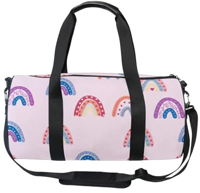 Mnsruu Bolsa deportiva de gimnasio con correa para el hombro para mujeres y hombres, elegante diseño de arco iris, bolsa de lona bohemia, bolsa de entrenamiento de viaje con compartimento para zapatos