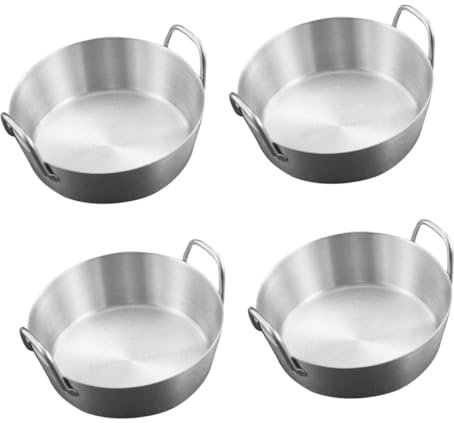 CONGARTENO 4 Stück Sauce Gericht Sushi-Dip-Schalen Wurstzubehör Saucenschale mit Griffen edelstahlschüsseln edelstahlnapf Küchengerät Vorspeisenteller Rostfreier Stahl Silver Wiederverwendbar