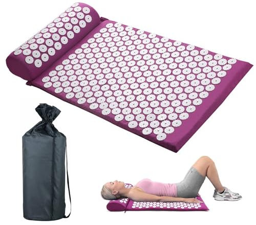 Akupressurmatte Akupressure Set, Akupressurmatte mit Kissen gegen Nacken und Rückenschmerzen, Akupressurmatte zur Entspannung für Rücken, Nacken, Füße, Löst Verspannungen & fördert Durchblutung