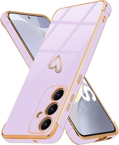 CaseLover Mobiltelefonfodral för Samsung Galaxy A16 4G/A16 5G fodral, guld hjärtmönster flicka galvaniserat mjukt silikon TPU-stötdämpande fodral ultratunt kameraskydd, stötsäkert skyddsfodral för