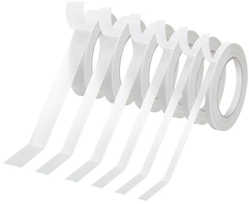 PATIKIL Ruban en Tissu, 6 Rouleaux Ruban Adhésif Double Face Lourd pour Tapis, Ruban en Maille pour Sol Mur Photo Bricolage Vêtements Collage, 66 Pied x 0.4/0.5/0.6/0.7/0.8/1, Blanc