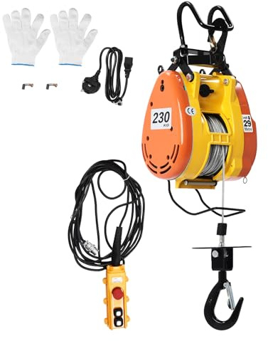 Fridgestea 230kg Electric Hoist Lift, 1300W Overhead Winch for Warehouse | Electric Winch with 62.34ft/min speed, 95.14ft lift height, wired remote & emergency stop, ideal for construction & factory
